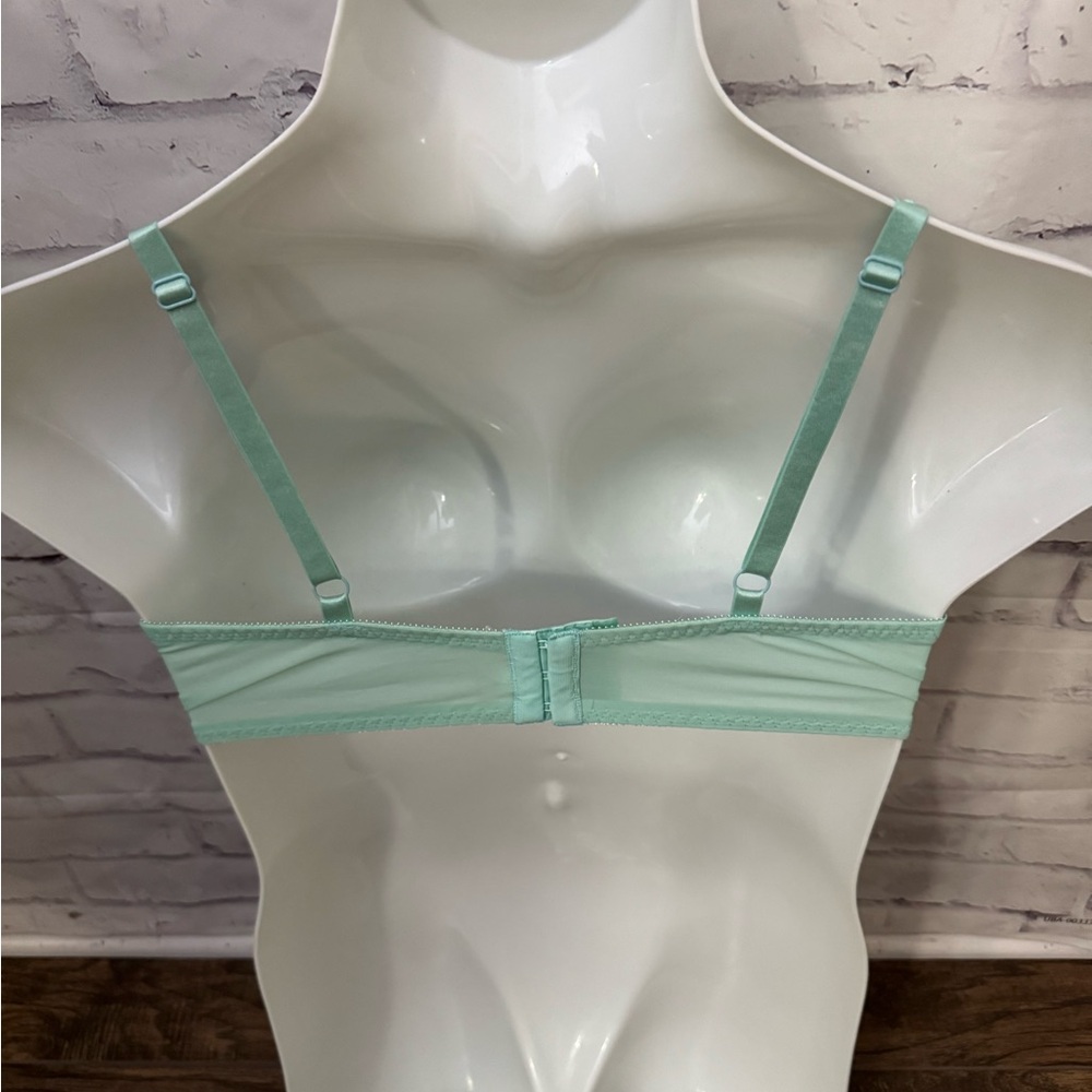 Frederick’s Of Hollywood Bra 38DD Push Up Without Padding Unlined Green Lace - Picture 3 of 8